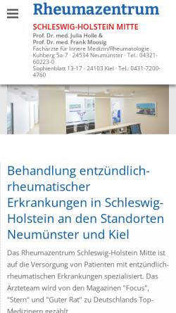 Vorschau der mobilen Webseite rheuma-schleswig-holstein.de, Rheumazentrum Schleswig-Holstein Mitte