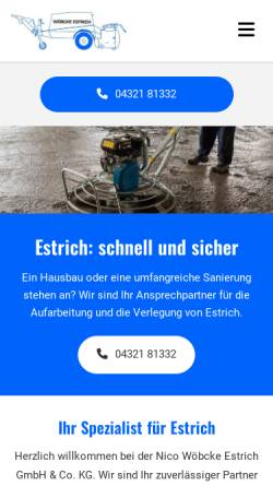 Vorschau der mobilen Webseite www.woebcke-estrich-boden.de, Wöbcke Estrich & Bodenbelag GmbH