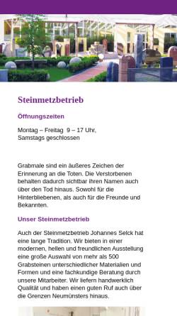 Vorschau der mobilen Webseite www.steinmetz-selck.de, Joh. Selck GmbH & Co. KG - Steinmetzbetrieb