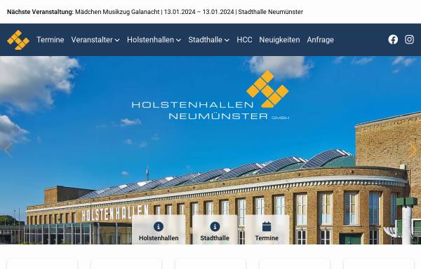 Vorschau von www.holstenhallen.com, Hallenbetriebe Neumünster GmbH