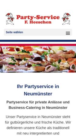 Vorschau der mobilen Webseite www.partyservice-heeschen.de, Partyservice und Fleischerei Heeschen