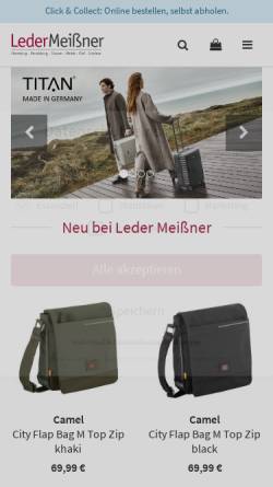 Vorschau der mobilen Webseite www.leder-meissner.de, Leder Meißner