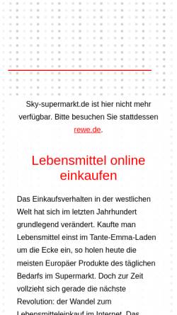 Vorschau der mobilen Webseite www.sky-supermarkt.de, Sky Supermarkt