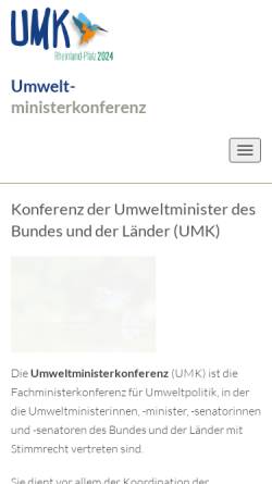 Vorschau der mobilen Webseite www.umweltministerkonferenz.de, Umweltministerkonferenz