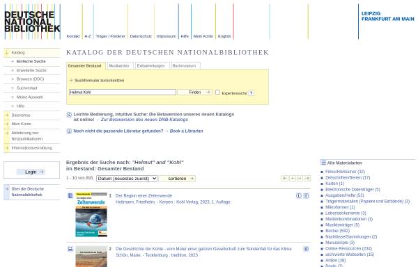 Vorschau von portal.dnb.de, Katalog der Deutschen Nationalbibliothek