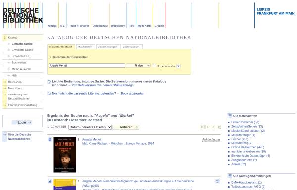 Online-Katalog der Deutschen National Bibliothek