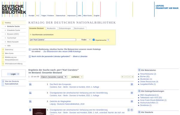 Vorschau von portal.dnb.de, Online-Katalog der Deutschen Nationalbibliothek