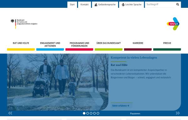 Vorschau von www.bafza.de, Bundesamt für Familie und zivilgesellschaftliche Aufgaben (BafzA)