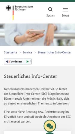 Vorschau der mobilen Webseite www.steuerliches-info-center.de, Bundesfinanzverwaltung (BFinV)