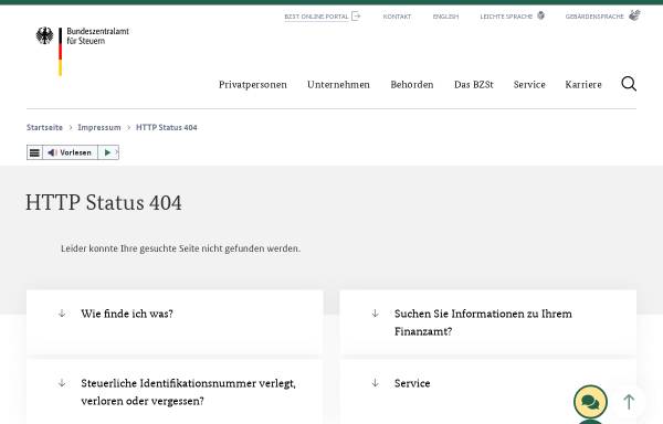 Vorschau von www.bzst.de, Bundeszentralamt für Steuern - Steueridentifikationsnummer