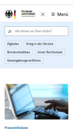 Vorschau der mobilen Webseite www.bmjv.de, Bundesministerium der Justiz und für Verbraucherschutz (BMJV)