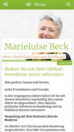 Vorschau der mobilen Webseite marieluisebeck.de, Beck, Marieluise (MdB)