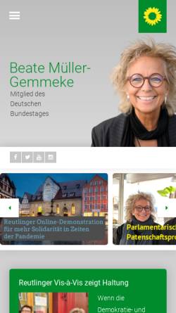 Vorschau der mobilen Webseite www.mueller-gemmeke.de, Müller-Gemmeke, Beate (MdB)