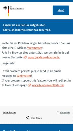 Vorschau der mobilen Webseite www.bundeswahlleiter.de, Der Bundeswahlleiter: Wahl zum 18. Deutschen Bundestag