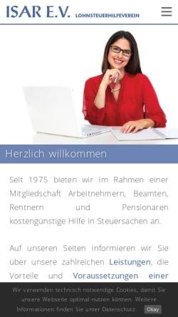 Vorschau der mobilen Webseite www.isar-ev.com, Isar e.V. - Lohnsteuerhilfeverein
