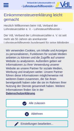 Vorschau der mobilen Webseite www.vdl-online.de, Verband der Lohnsteuerzahler e.V.