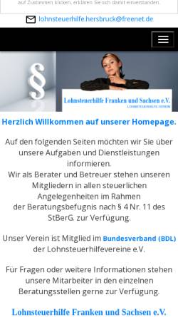 Vorschau der mobilen Webseite www.lohifrankensachsen.de, Lohnsteuerhilfe Franken und Sachsen