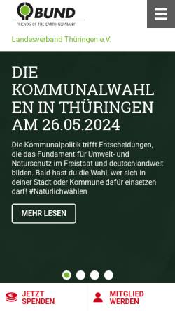 Vorschau der mobilen Webseite www.bund-thueringen.de, BUND e.V. Landesverband Thüringen