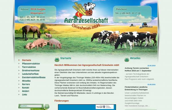 Vorschau von www.agrar-griesheim.de, Agrargesellschaft Griesheim mbH