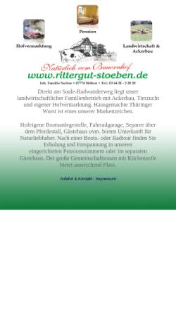 Vorschau der mobilen Webseite www.rittergut-stoeben.de, Rittergut Stöben - Inh. Familie Sachse