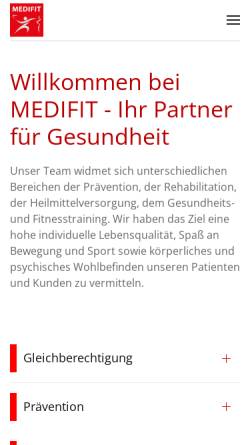 Vorschau der mobilen Webseite www.medifit-jena.de, Medifit Jena GmbH Jena & Kahla