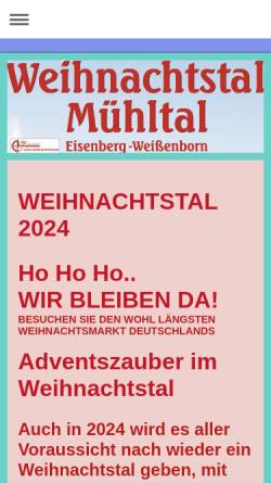 Vorschau der mobilen Webseite www.weihnachtstal.de, Weihnachtstal - das Programm zum 3. Advent