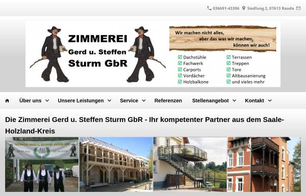 Vorschau von www.zimmerei-sturm.de, Gerd u. Steffen Sturm GbR, Rauda