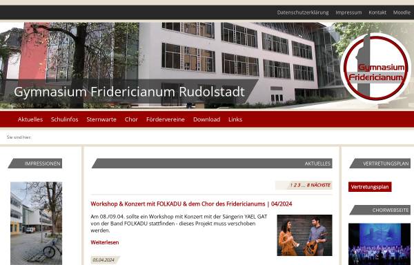 Vorschau von www.fridericianum-rudolstadt.de, Gymnasium Fridericianum Rudolstadt mit Außenstelle Bad Blankenburg