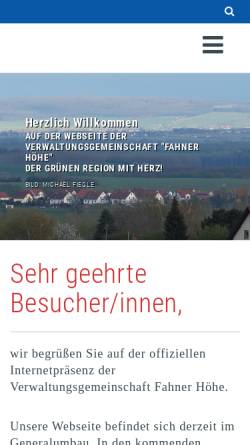 Vorschau der mobilen Webseite www.fahner-hoehe.de, Region Fahner Höhe