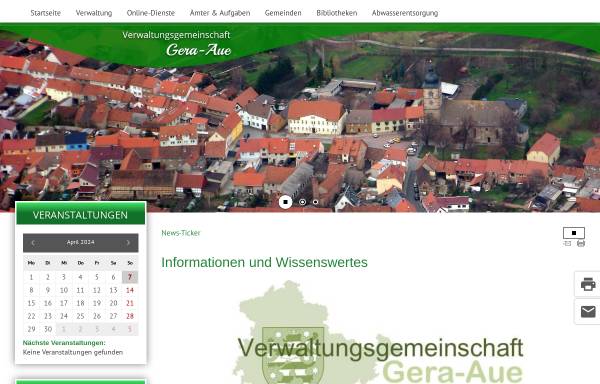 Vorschau von www.vg-gera-aue.de, Verwaltungsgemeinschaft Gera-Aue, Sitz: Gebesee