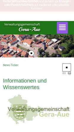 Vorschau der mobilen Webseite www.vg-gera-aue.de, Verwaltungsgemeinschaft Gera-Aue, Sitz: Gebesee
