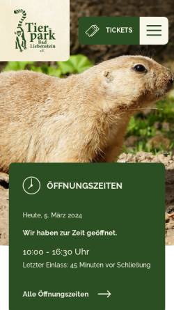 Vorschau der mobilen Webseite www.tierpark-bad-liebenstein.de, Tierpark Bad Liebenstein