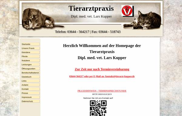 Vorschau von www.tierarzt-kupper.de, Tierarztpraxis Dipl. med. vet. Lars Kupper