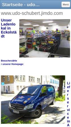 Vorschau der mobilen Webseite udo-schubert.jimdo.com, Lebensmittel Schubert in Apolda und Eckolstädt