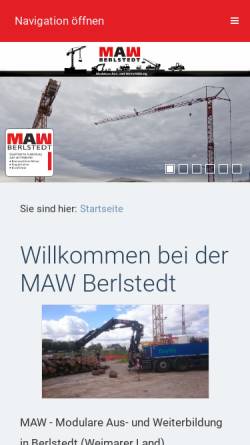 Vorschau der mobilen Webseite www.maw-berlstedt.de, MAW Berlstedt GmbH