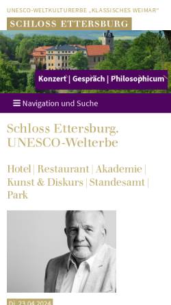 Vorschau der mobilen Webseite schlossettersburg.de, Stiftung Schloss Ettersburg