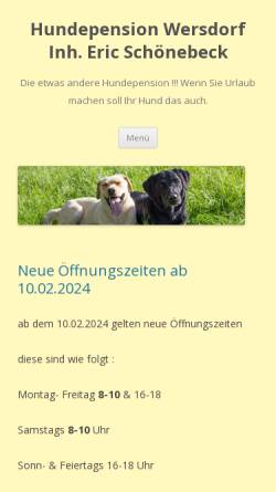 Vorschau der mobilen Webseite www.hundepension-wersdorf.de, Hundepension Andrea Zaubitzer, Wersdorf