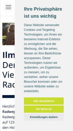 Vorschau der mobilen Webseite www.ilmtal-radweg.de, Ilmtal-Radweg