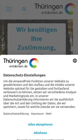 Vorschau der mobilen Webseite www.thueringen-entdecken.de, Thüringen-entdecken.de/