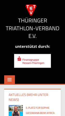 Vorschau der mobilen Webseite www.triathlon-thueringen.de, Thüringer Triathlon Verband e.V.