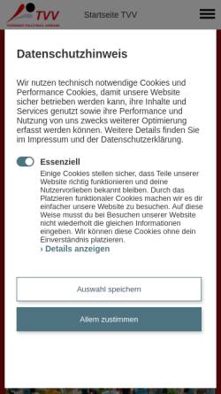 Vorschau der mobilen Webseite www.tv-v.de, Thüringer Volleyball-Verband e.V.