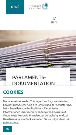 Vorschau der mobilen Webseite www.parldok.thueringen.de, Thüringer Landtag - Parlamentsdokumentation