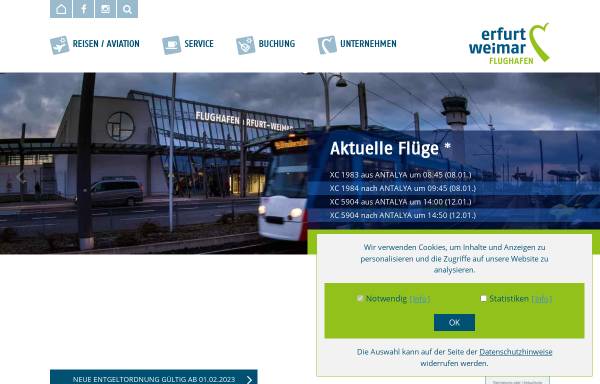 Vorschau von www.flughafen-erfurt-weimar.de, Flughafen Erfurt-Weimar