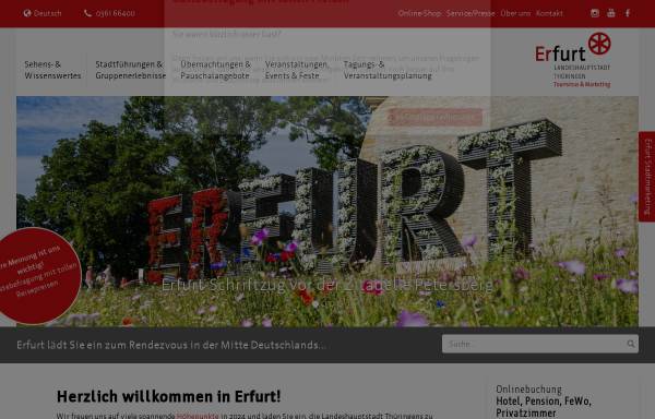 Vorschau von www.erfurt-tourismus.de, Erfurt Tourist Information