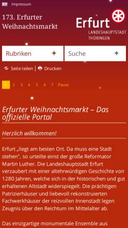 Vorschau der mobilen Webseite weihnachtsmarkt.erfurt.de, Erfurter Weihnachtsmarkt