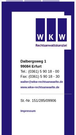Vorschau der mobilen Webseite wkw-rechtsanwaelte.de, WKW Rechtsanwälte Bruno Walter und Bernd Kahleyß
