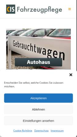 Vorschau der mobilen Webseite www.cis-fahrzeugpflege.de, CIS Fahrzeugpflege