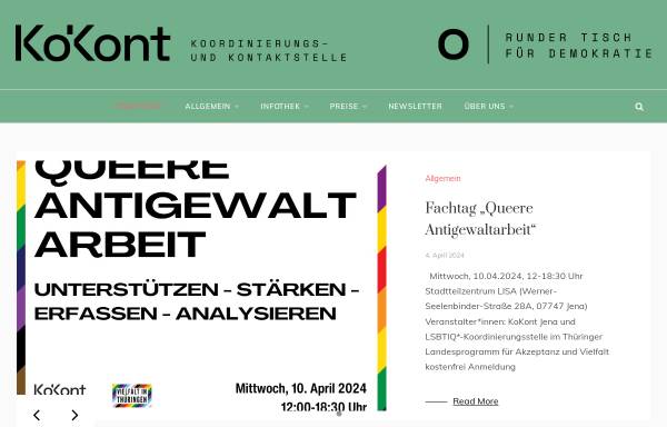 Vorschau von www.kokont-jena.de, Kokont Jena - Koordinierungsstelle und Kontaktbüro
