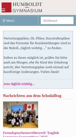 Vorschau der mobilen Webseite humboldt-weimar.de, Staatliches Humboldtgymnasium Weimar