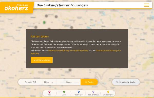 Vorschau von www.oekoeinkaufsfuehrer-thueringen.de, Einkaufsführer für Ökoprodukte in Thüringen